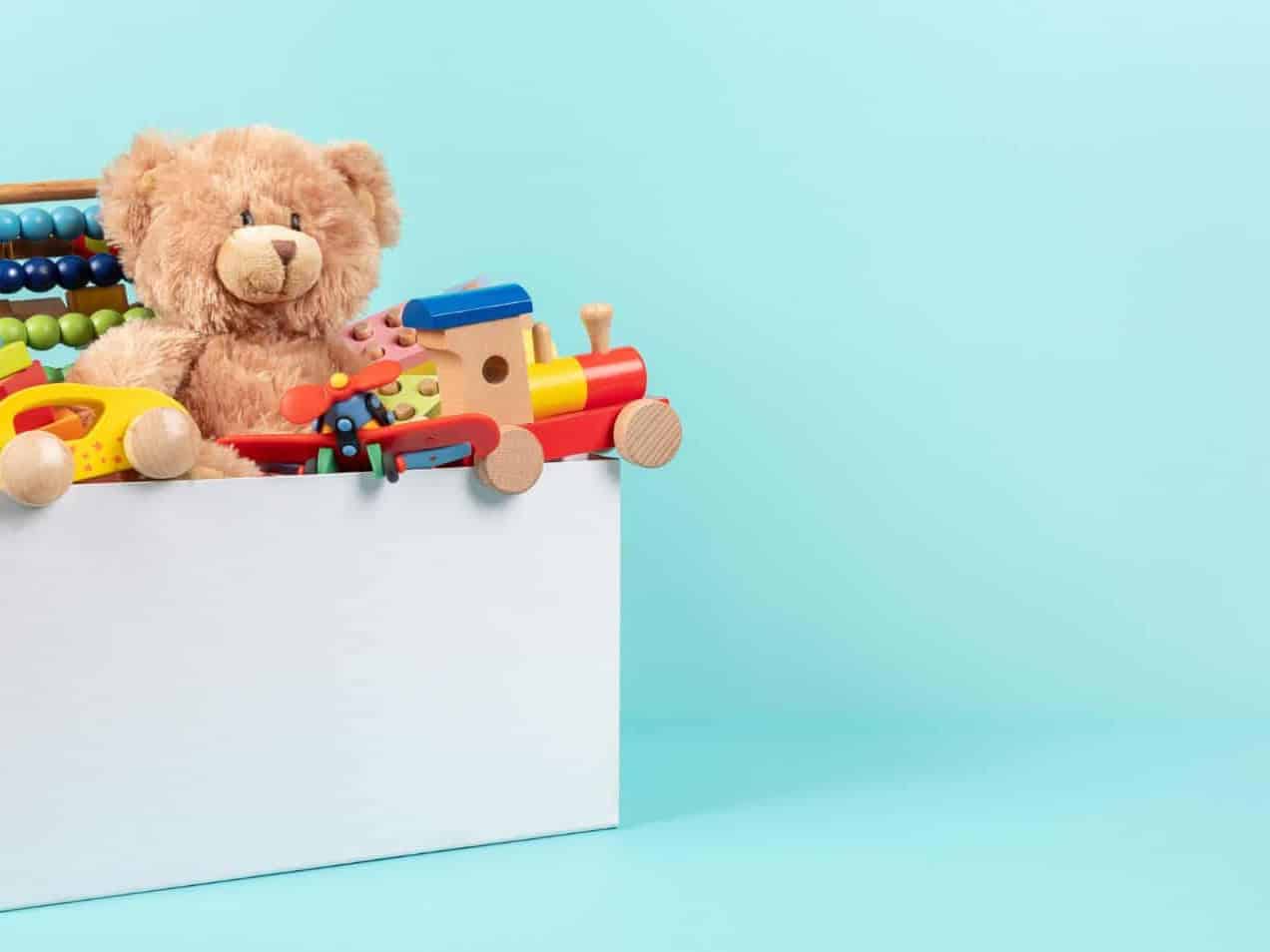 A box of toys for a child at christmas