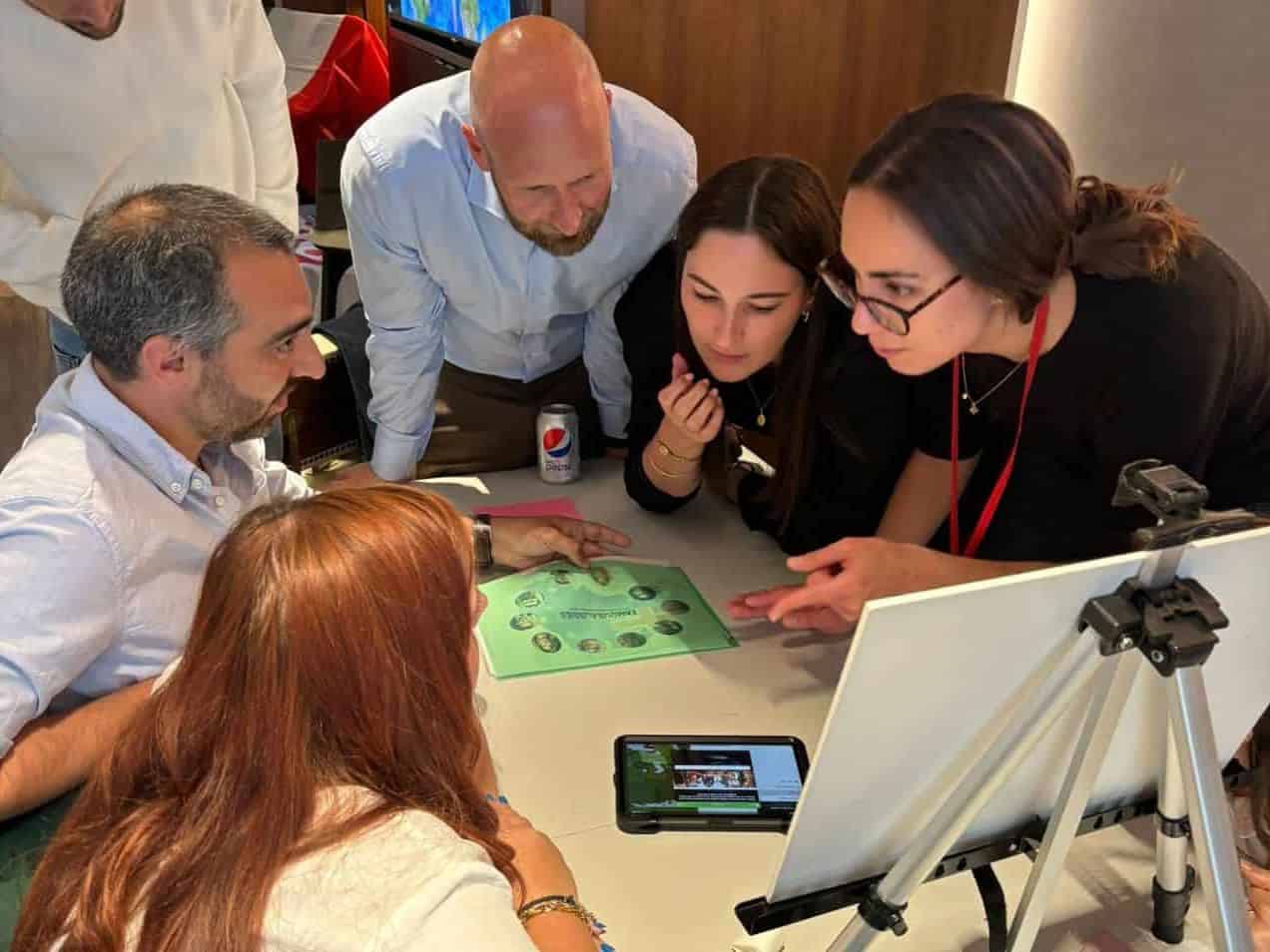 Team Collaborating over a team building task