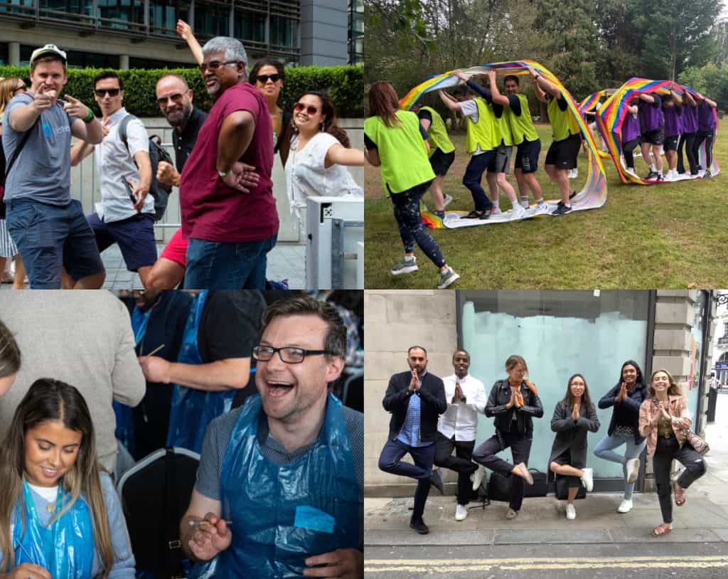 Employees engaged on a team building day